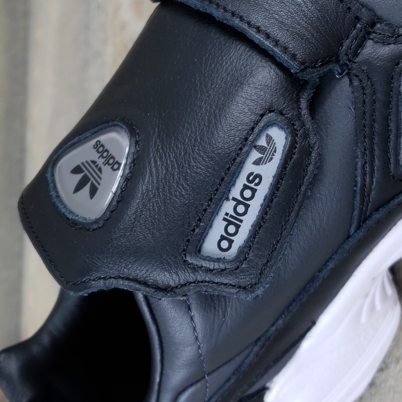 adidas Women's Leather Falcon RX Originals No Laces Black White - Picture 8 of 10